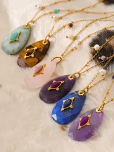 N25- 316L Stainless Steel Rose Quartz and Amazonite Stone Necklace!