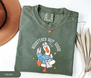 Comfort Colors Registered Silly Goose Nurse Shirt, Funny Nursing Student Tee, Pediatric Nurse Gift, Healthcare Worker Top