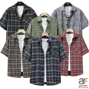 Men's Plaid Short Sleeve Button Down Shirt | Casual Streetwear Check Shirt with Chest Pocket for Summer Daily & Skate Style Menswear Top Outfi t Stylish Checked  Checkered shirt series, equipped with button styles and textured fabrics for daily commuting