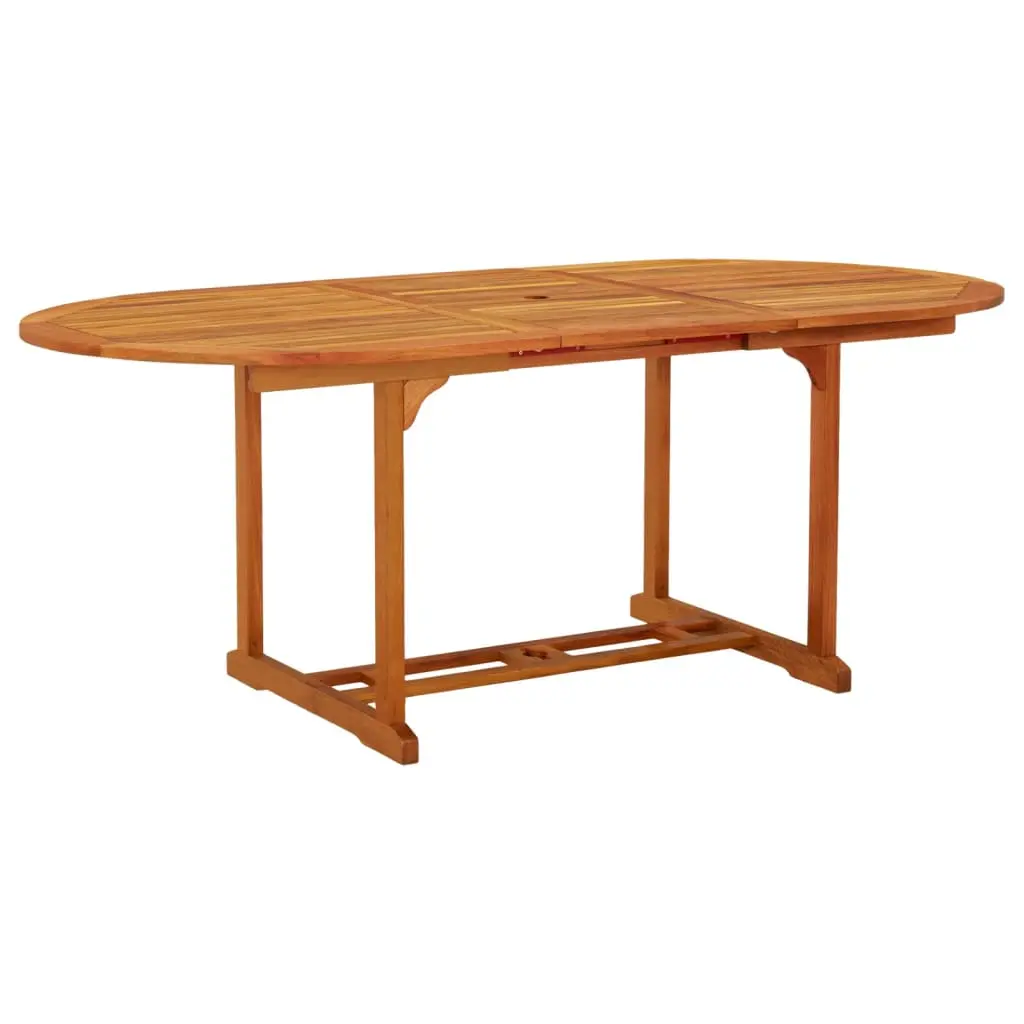 Extendable Eucalyptus Garden Table 78.7x39.4 in Outdoor Dining for Up To 6 Traditional Style Sturdy Weather Resistant Wooden Patio Furniture 316068