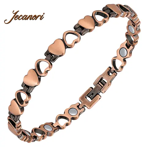 Jecanori Women's Pure Copper Magnetic Anklet - X-Shape Metal-Coated Heart Design, Elegant Accessory, Everyday Female Jewelry Gift, Anklets for Women, Fashionable Costume Foot Accessory