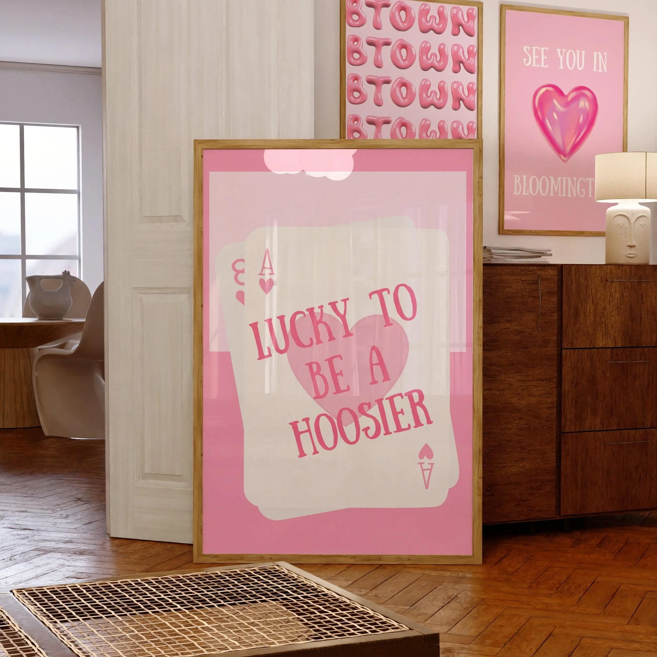 Poster Indiana University Trendy IU Hoosier Pink College Dorm Decor