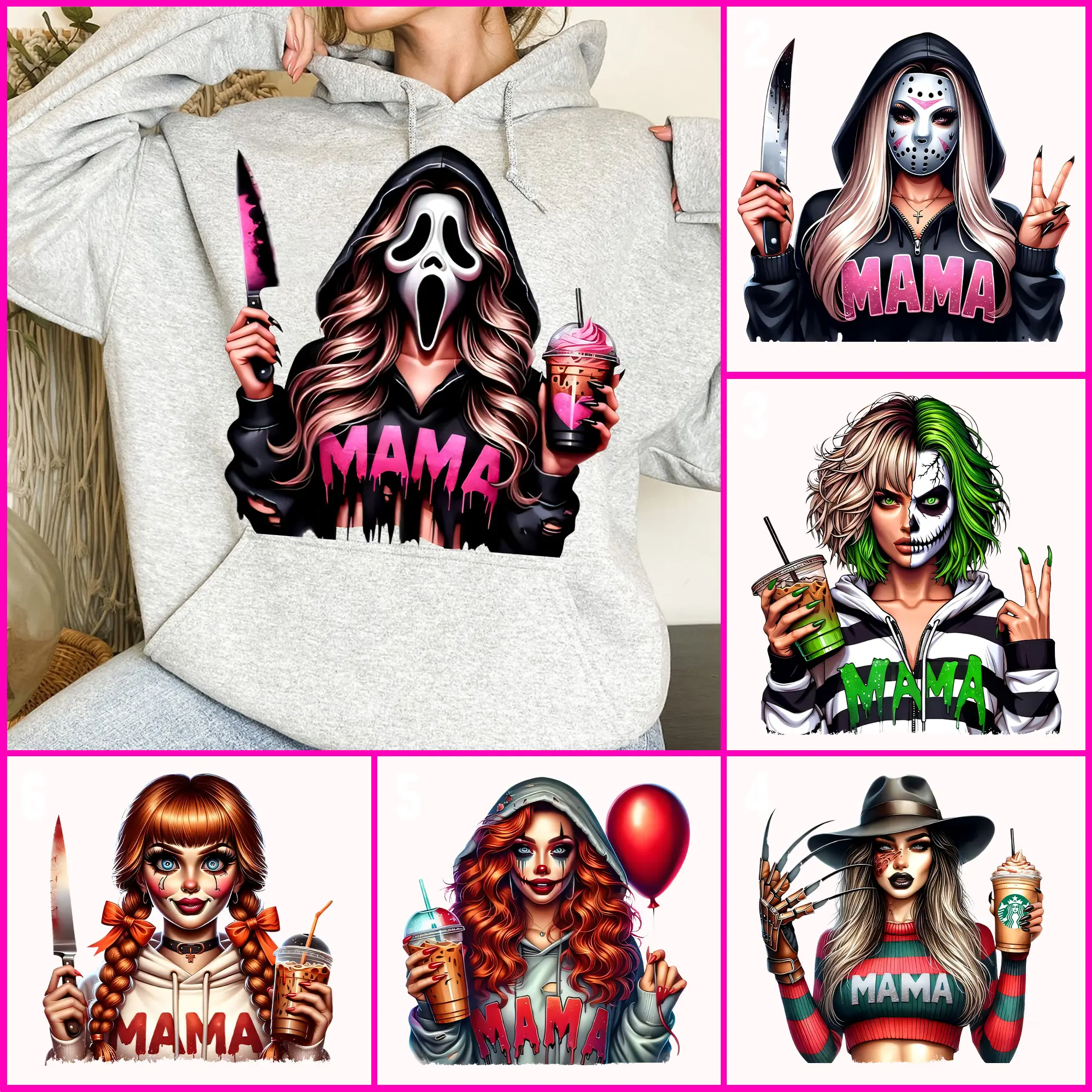 Spooky Mama Drinking Halloween Hoodie, Halloween Graphic Tee, Funny Horror Movie Hoodie, Trendy Mama Streetwear Top, Gift for Halloween