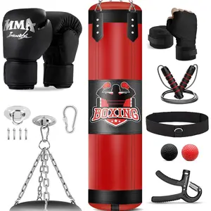 Punching Bag Set for Adults, 4FT Heavy Boxing Bag Set with 12 OZ Boxing Gloves, Suitable for MMA Karate Kickboxing Boxing Muay Thai  at  or Gym - Unfilled Heavy Bag