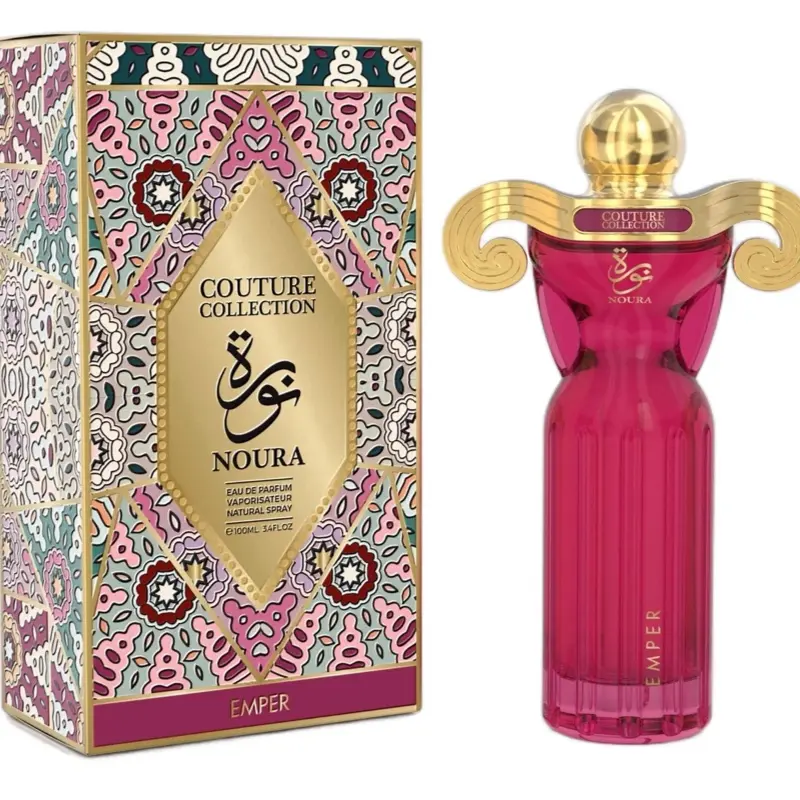 Emper Noura Couture Collection Emper Eau de Parfum 3.4oz 100ml Perfume Bottle with Gold Design & Jasmine Fragrance Made in UAE Fruity Citrus Musk Raspberry Rose Amber