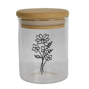 Floral Stash Jar, Smell Resistant Glass Containers, Airtight Herb Storage Jar, Smoke Accessories, Storage and Organization, 220 or 320ml