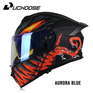 Uchoose DOT Approved Full Face Helmets Crash Motorbike Protective Gear Men Women Flip Up Helmet Motorcycle Double Sun Visor Motocross Helmet