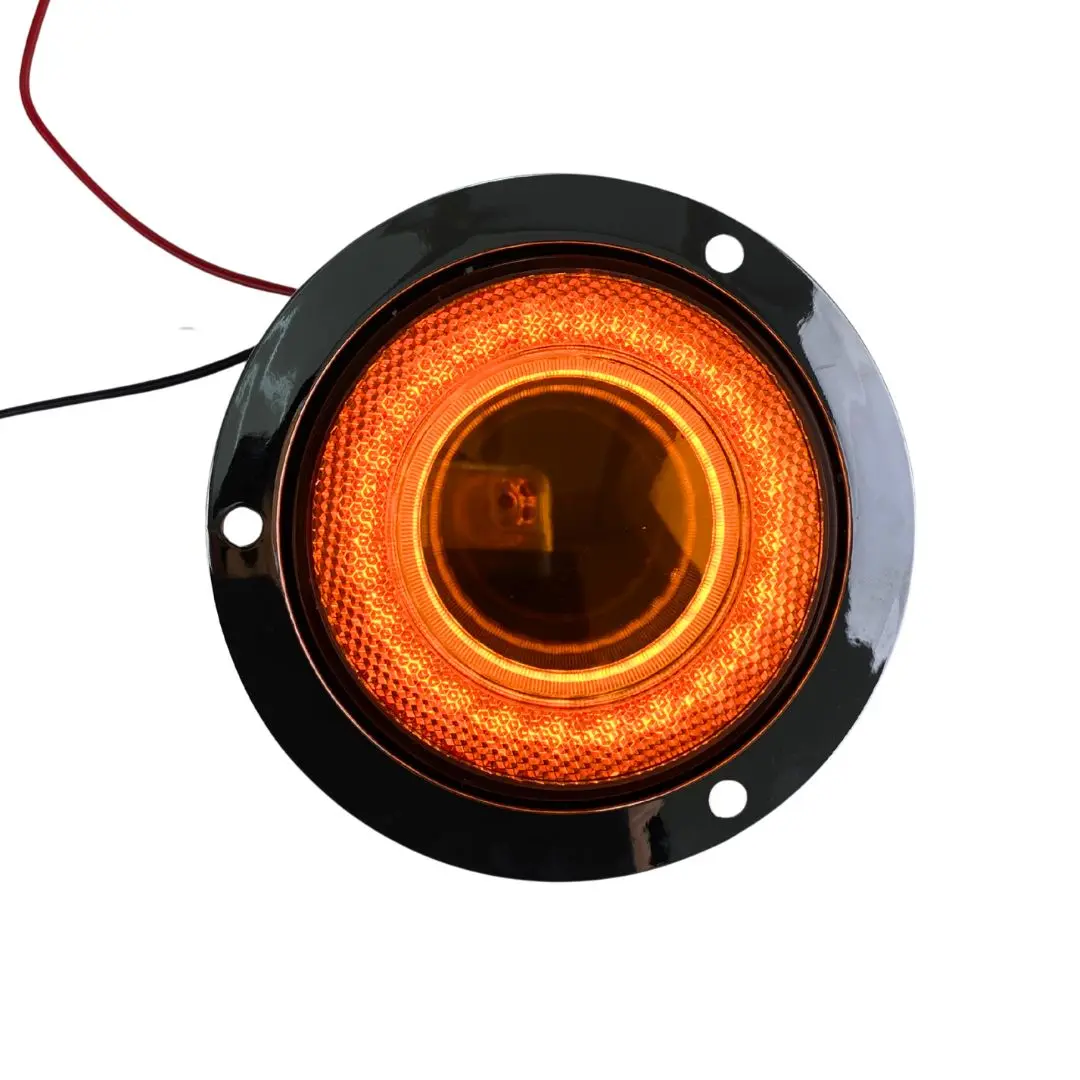 Amber Round LED Marker Clearance Light with Mirror Effect in Chrome Bezel