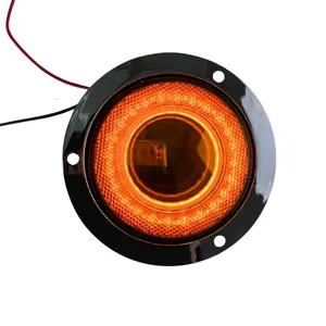 Amber Round LED Marker Clearance Light with Mirror Effect in Chrome Bezel