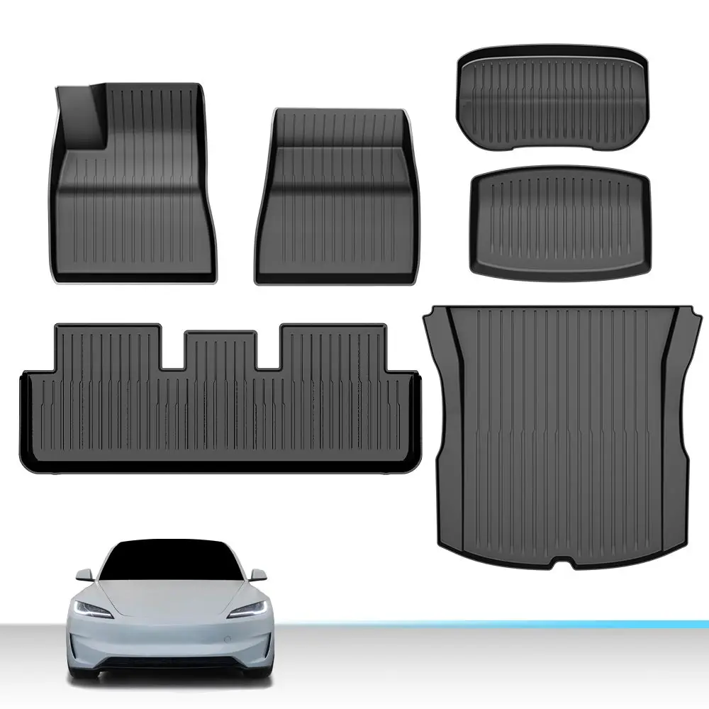 G-PLUS Waterproof TPE Automotive Floor Mats & Cargo Liners - All Weather Protection, Anti-Slip & Enhanced Grip for Confident Driving, Easy to Clean Car Interior Accessories for 2024-2025 Tesla Model 3 Highland, Enhanced Grip And Confident Driving, Tpe Mat