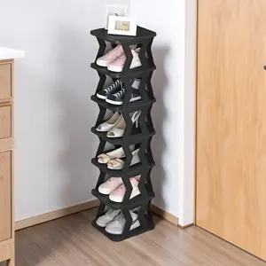 Foldable Shoe Rack for Tight Spaces Slim Door & Hallway Storage Organizer Ideal for Dorm Rooms Apartments & Closet Organization Space-Saving Collapsible Shelf Unit Black