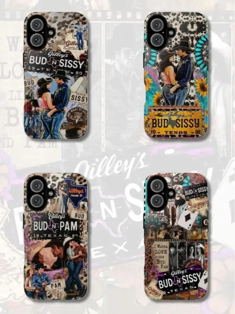 Gilley’s Bud N Sissy Phone Case Texas Honky Tonk Cowboy Couple Vintage Western Phone Cover, Country Style Aesthetic