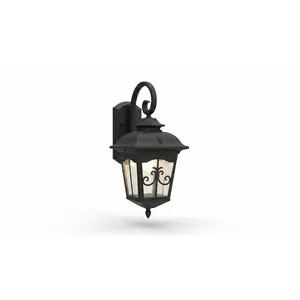 Vintage-Inspired Outdoor Wall Lantern – Matte Black Finish