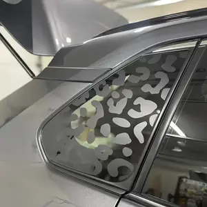 Leopard Print Car Window Decal - One Way Vision Perforated Vinyl Side Window Sticker, Waterproof PVC See Through Privacy UV Protection Animal Pattern Graphics for Truck SUV Car, DIY Easy Install