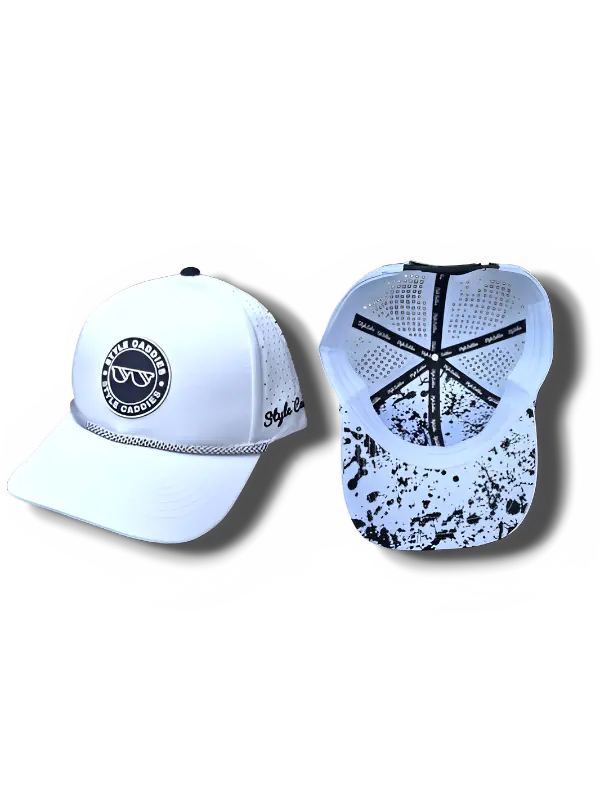 Style Caddies Golf Rope Hat, Moisture Wicking Snapback with Paint Splatter Underbrim, Perforated for Course Play, Hi-Density Silicone Front Patch, Stylish Paint Splatter Design, Adult Unisex, Golfers, Cooling