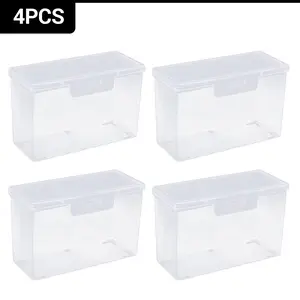 4Pcs Clear PP Plastic Trading Card Storage Box, 10.5x4x6.6cm 45 Mil Thick Card Organizer, Lock Latch Design Holds 100+ Game Cards, Dustproof Portable Container for Baseball Cards, Coins, Jewelry & Small Craft Supplies