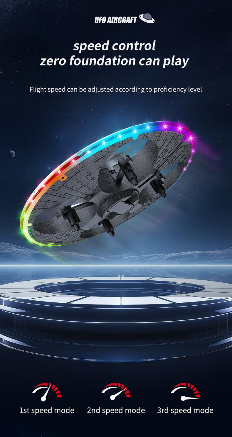 Foam UFO Drone – RC Aircraft with Colorful LED Lights, Auto Hover, 360° Stunt Flips, Toss-to-Fly Feature, Dual Battery Pack
