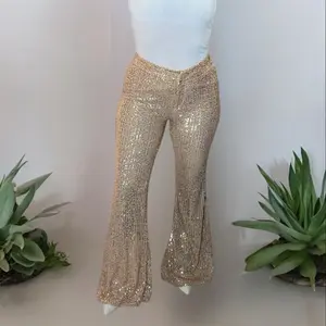 Sequin Flare Pants Elegance Statement Bottoms