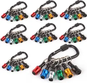 Dazone 6Pcs/Set 1/4" Hexagonal Shank Screwdriver Head Holder Extension Rod Key Chain Adapter Drill Bit Quick Replacement Portable