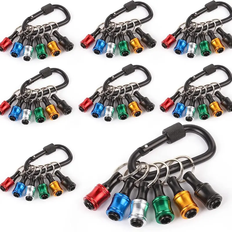 6Pcs/Set 1/4" Hexagonal Shank Screwdriver Components, Sturdy Drill Adapter Accessories with Extension Rod Holder, Ball Bearings, Portable Keychain, Quick Replacement for Handymen, Repair, Roof Repair Tasks, Socket