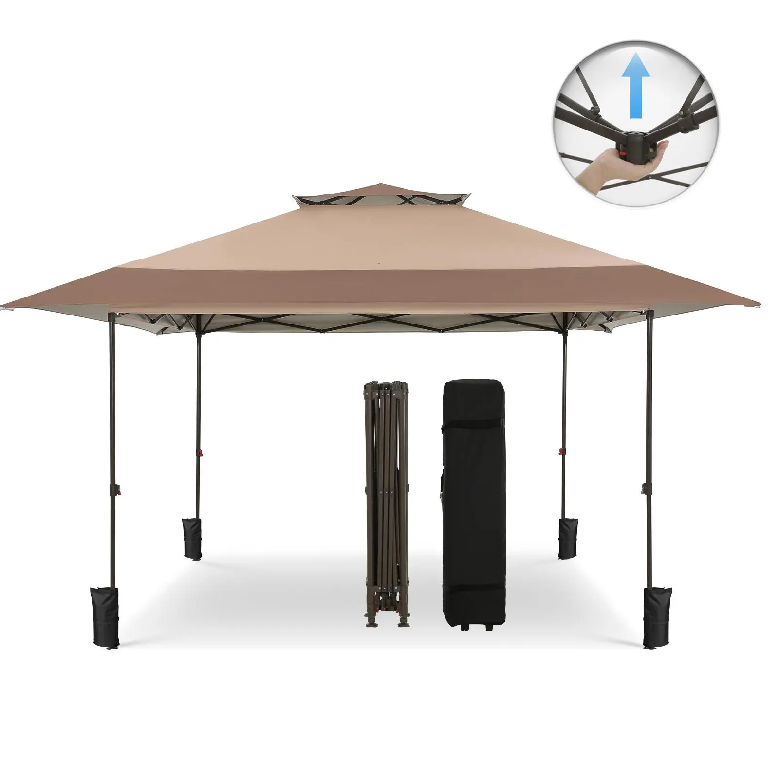 PHIVILLA Home Easy Set-up 13x13 Pop Up Canopy Gazebo Outdoor Tent Portable 169 sq.ft Sun Shade Blue Foldable Modern Aesthetic Minimal Design with UPF 50+ UV Protection & Wind Vent