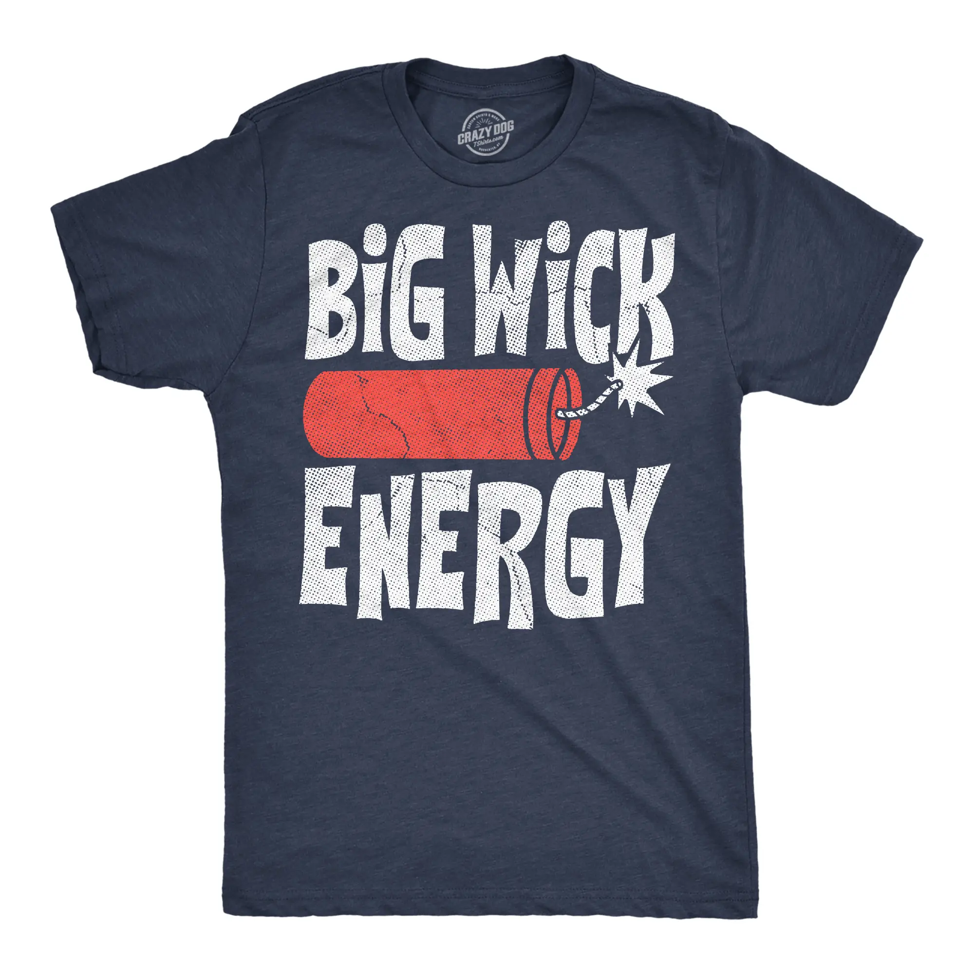 Mens Funny T Shirts Big Wick Energy Sarcastic Fourth Of July Fireworks Tee For Men Mens Funny T Shirts Cool Vintage Fashion T-Shirt Gift Classic Menswear Patriotic Apparel for Men Funny offensive Short Sleeve Navy - Big