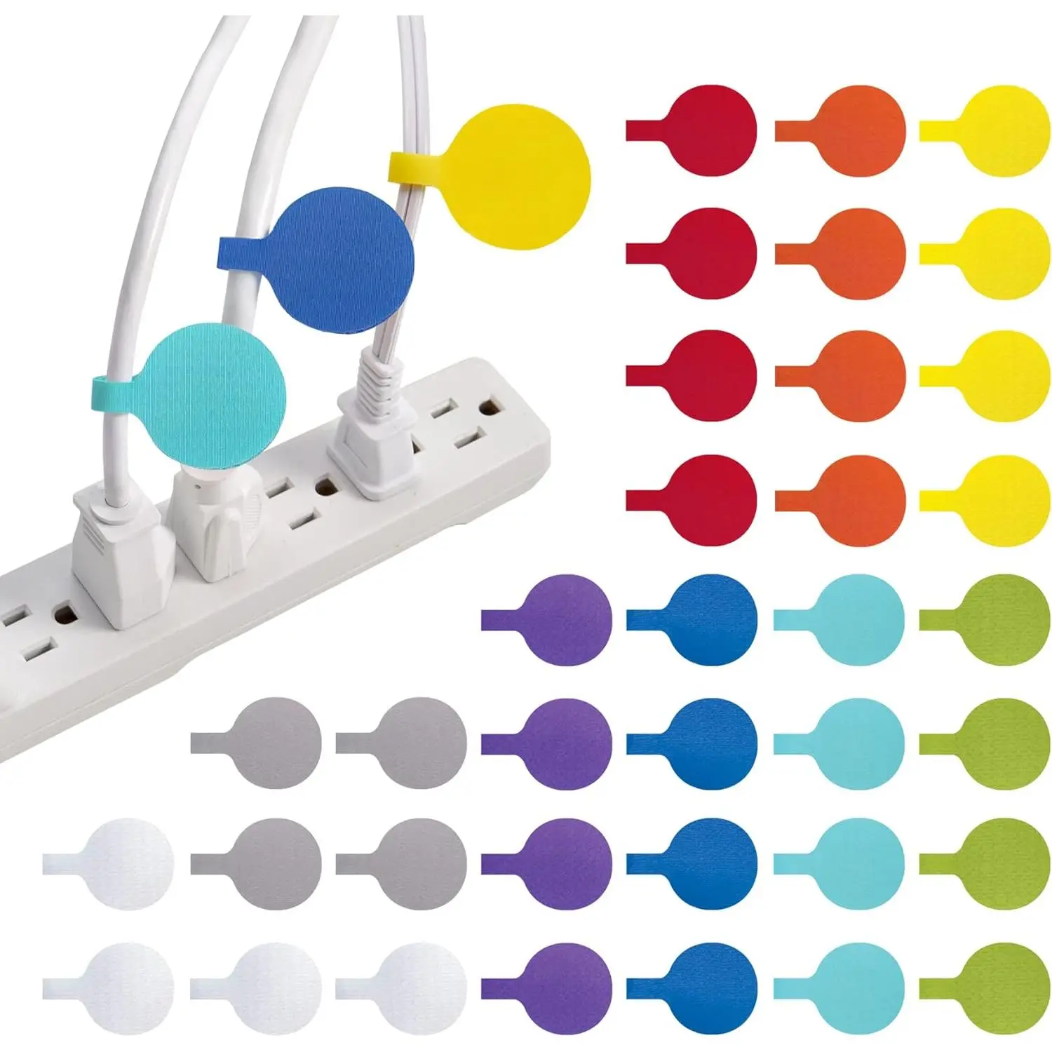 Labels -  - Circles, Multi-Color (36-Pack) - Color Coded Labels for Organizing, Wire Tags Write on Surface for Labels for  Cords and Electronics