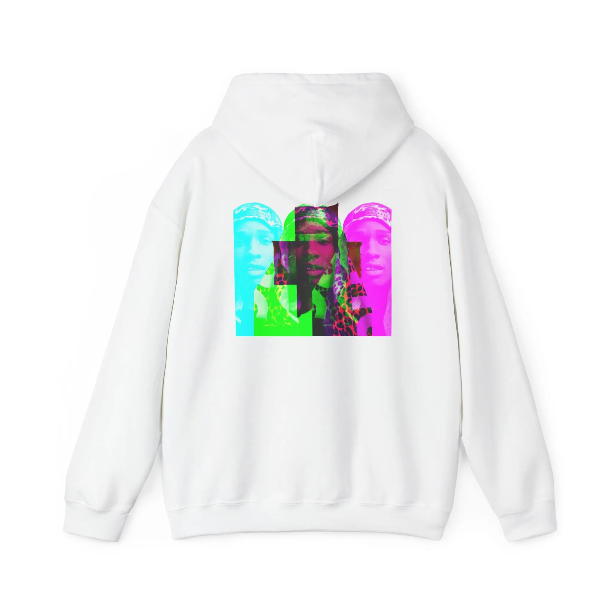 Tri-Color Statue Pop Art Hoodie | Retro Neon Statue Graphic