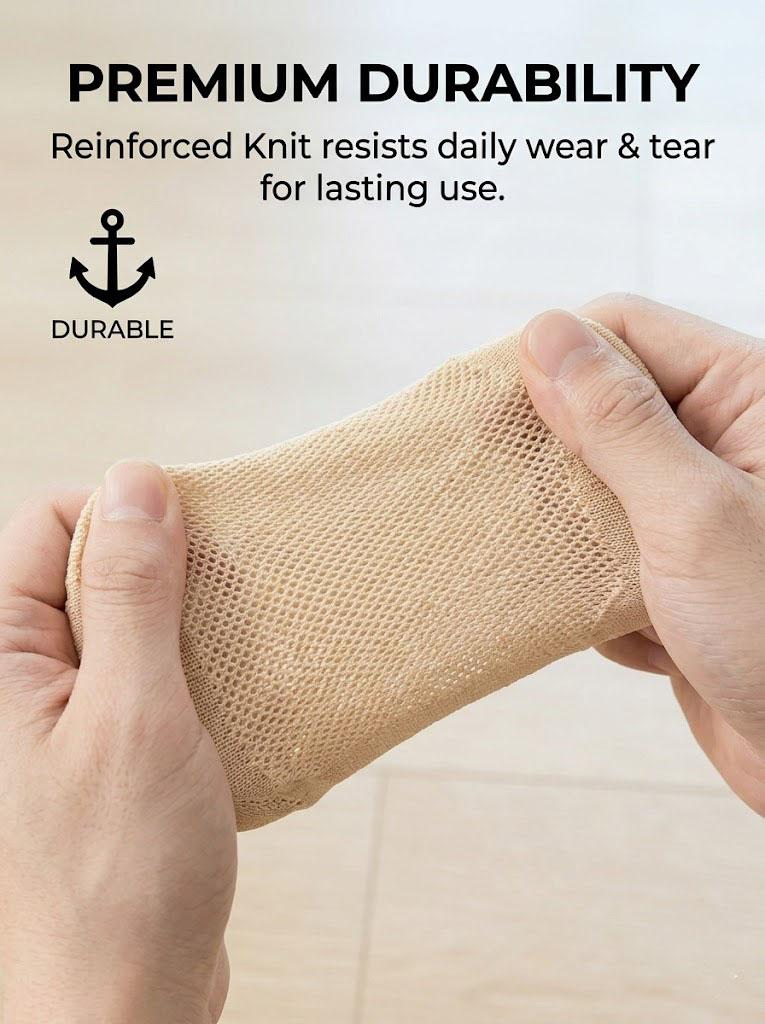 Women's 5-Pair Minimalist No-Show Mesh Boat Liner Socks, Silicone Stay-On Grip That Holds, Thin Breathable Flat Comfortable Fit, Machine Washable Solid Color Set for Family, Casual Occasions & Gifting
