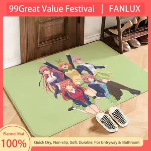 Romance The Quintessential Quintuplets Floor Mat This soft flannel mat provides a cozy Soft flannel mat with quick water absorption, non-slip and durable. Easy to clean, ideal for bathroom and entryway use.