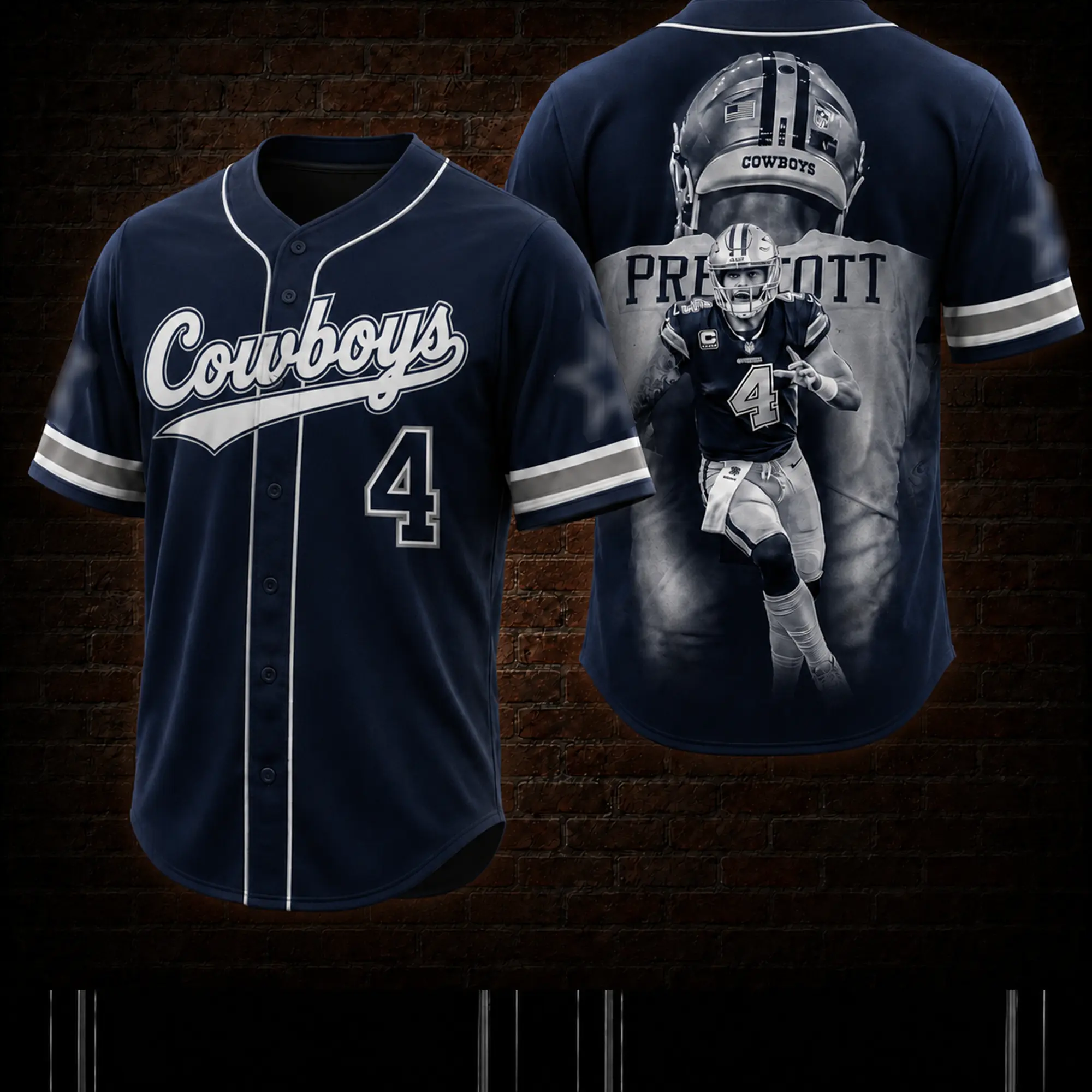 Dak Prescott #4 Baseball Jersey Premium, Captain Dak Fans, Dak Attack Fans, America’s Team Baseball Jersey, Cowboys Nation Fans, Game Day Sports Jersey, Dak Prescott Fan Gift
