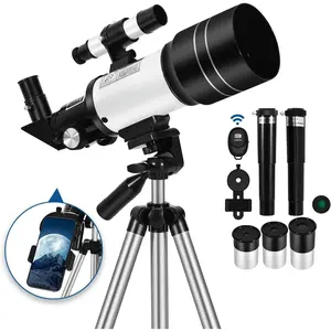 Telescope for  & Beginners, 70mm Aperture Portable Telescopes with 3 Eyepieces, Height Adjustable Tripod & Phone Adapter & Remote Control  for Christmas