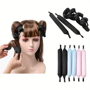 12PCS Lazy Hair Curler Set with Button Foam Rollers Big Wavy Curling Tube Foam Hair Curling Tool