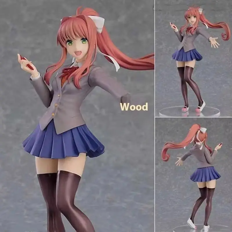 Doki Doki Literature Club Monika School Uniform Standing Anime Figure Model Cute Pretty Girl Desktop Ornament Collectible Toy