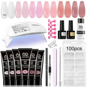 Dld 6 Color Bare Nail Extension Gel Set with UV Lamp, Fast-Drying Hardening Gel, Home & Salon DIY Nail Tools, Beginner-Friendly