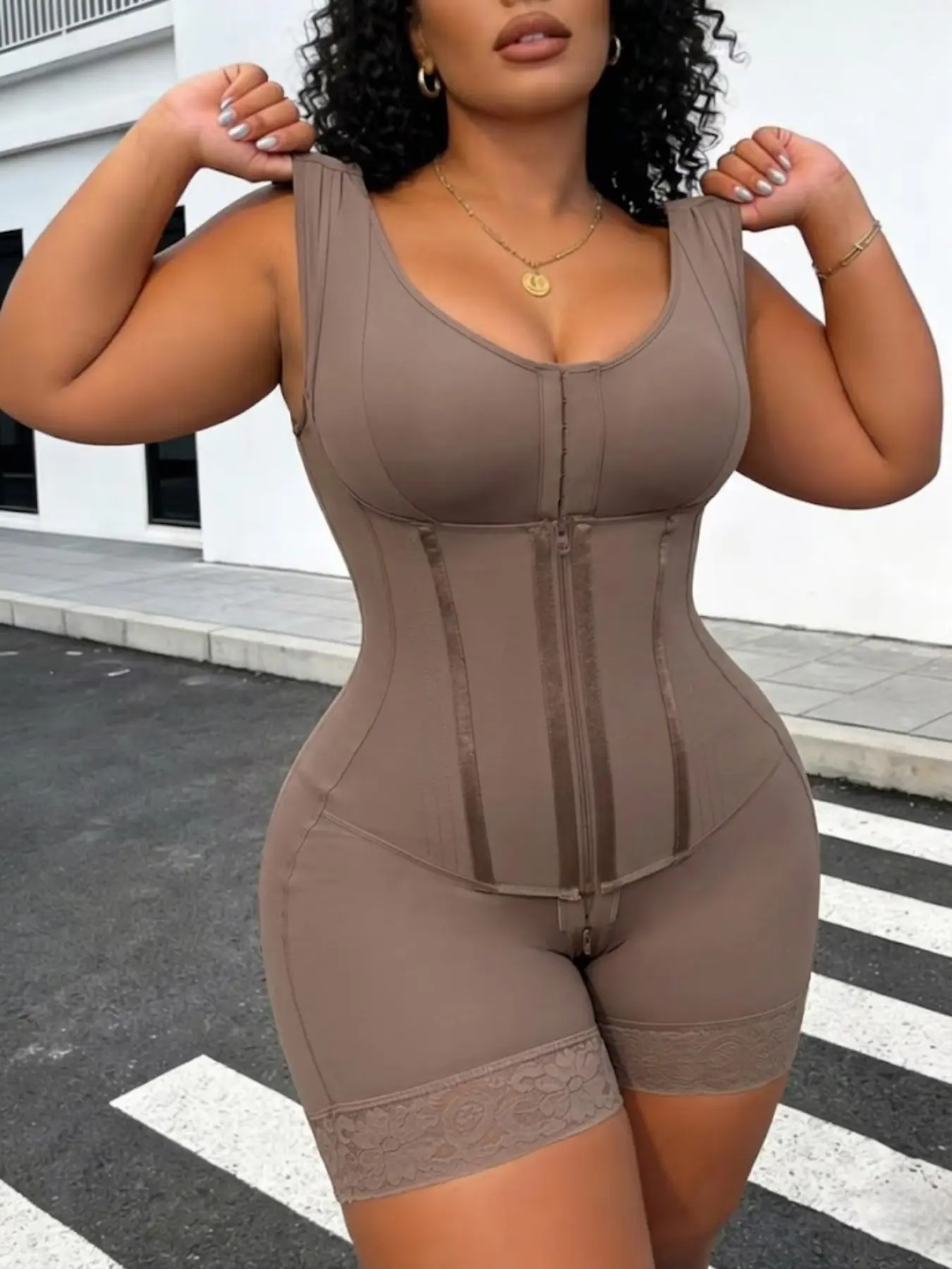 1 Count Women's Shapewear Bodysuit With Bra, Fajas, Colombian Shapewear, Underwear, High Compressing Body Shaperwear With Hooks & Zipper Closure, Butt Lifting And Tummy Control, Waist Trainer, Suitable For Exercise Or Sports