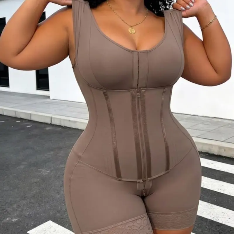 1 Count Women's Athletic Shapewear Bodysuit With Bra, Fajas, Colombian Shapewear, Underwear, High Compressing Slim Body Shaperwear With Hooks & Zipper Closure, Butt Lifting And Tummy Control, Waist Trainer, Suitable For Exercise Or Sports