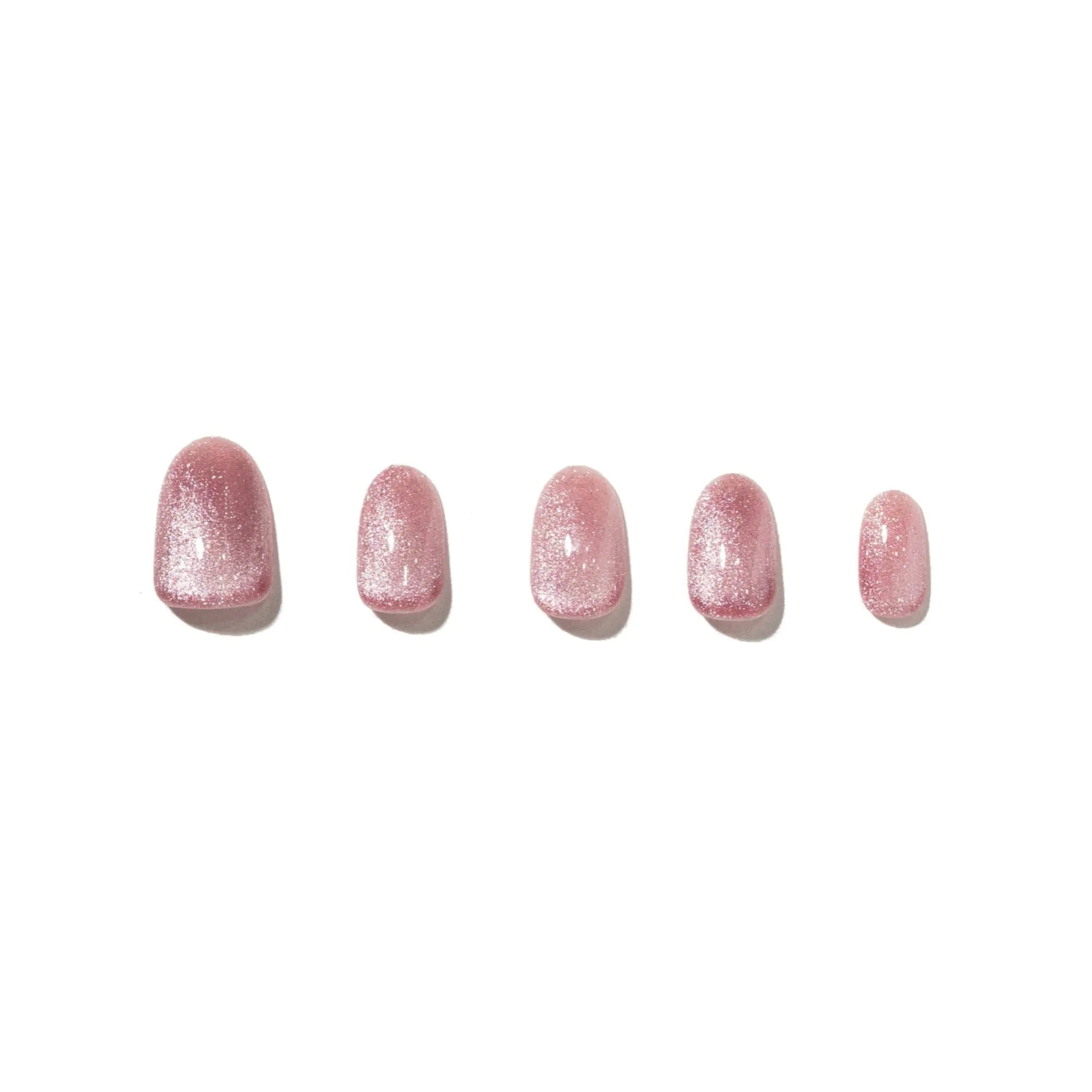 FRESH SET NAILS DINNER PARTY – Dusty Rose Cat-Eye Press-On Nails | Soft Oval Shape | 24 Count | 12 Sizes for Custom Fit | Comfortable Contoured Design