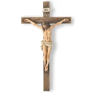 Catholic Crucifix Wall Cross, Jesus Christ Inspirational Home Décor, Religious Home Decor, Religious Devout Gift, 9.65"H, Renaissance Sculpture Handmade