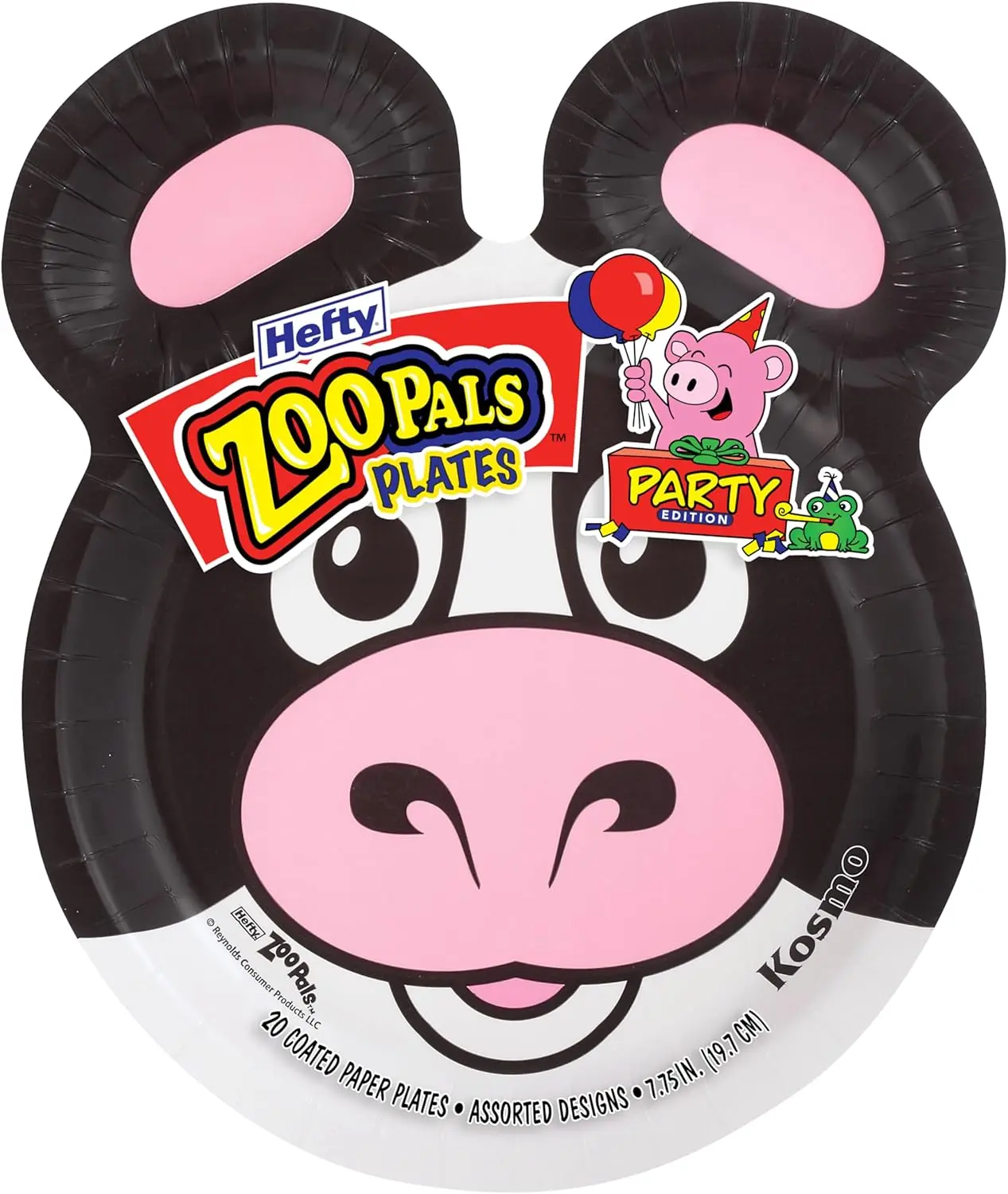Zoo Pals Party Edition Paper Plates for Kids, Assorted Animal Designs, 7.75 Inches with Two Dipping Compartments, Multi-Color, 20 Count