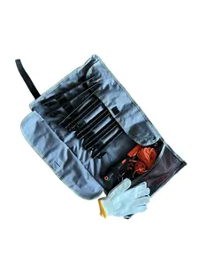 Heavy Duty Camping Stake Kit with 10 Stakes, Hammer, Gloves, 10 Wind Ropes, 10 Buckles & Oxford Storage Bag