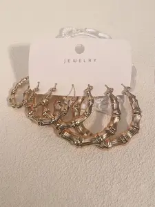 Women's Elegant Bamboo Joint Design Hoop Earrings, Trendy Minimalist Hoop Earrings for Women & Girls, All-match Stylish Vintage Jewelry As Gift, Fashionable Hoop Earrings