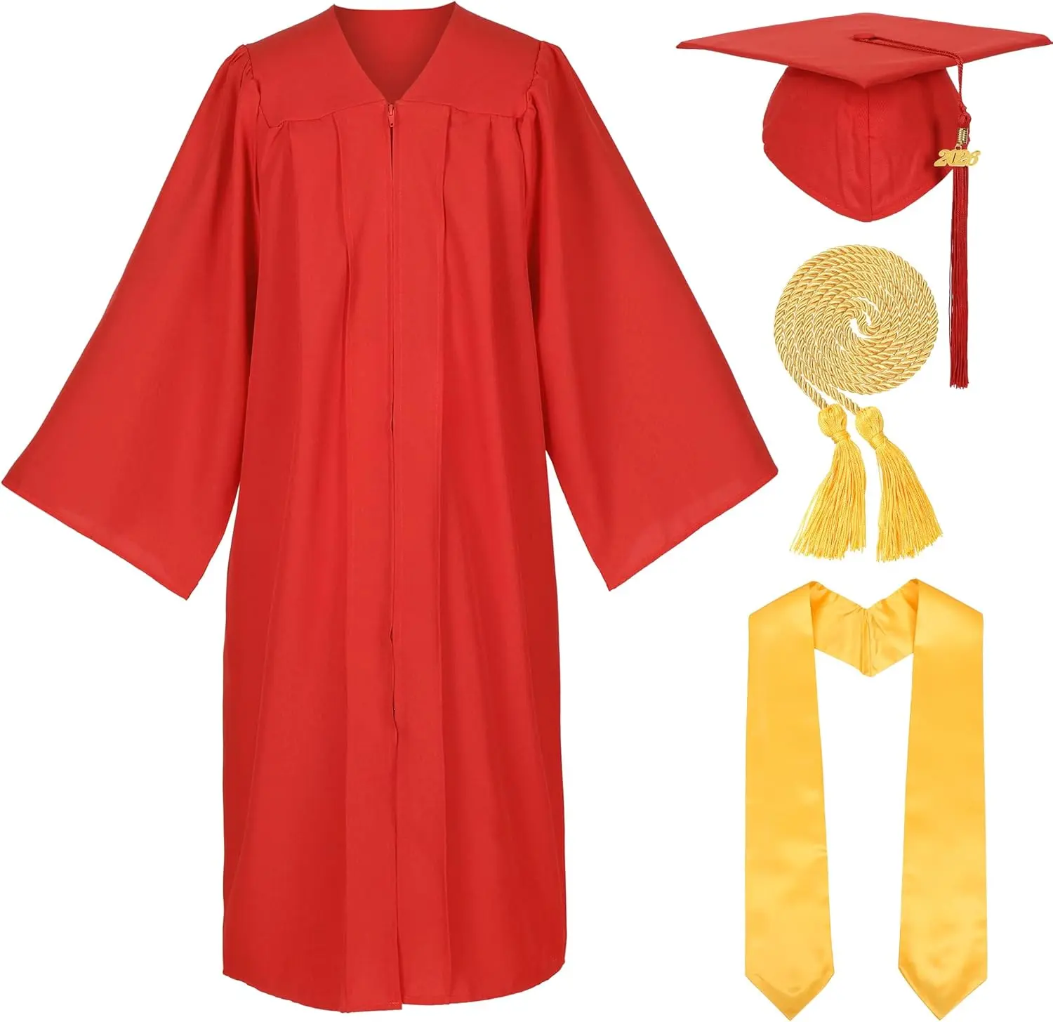 Unisex Matte Graduation Cap and Gown with Stole Honor Cords Set for High School College Bachelor