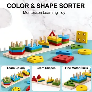Multifunctional Building Block Toy, Color Shape Matching Early Education Tool, Stackable Shape Pairing, Enhances Logical Thinking