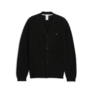 PUMA Mens Mmq V-Neck Cardigan Athletic Outerwear Casual Long Sleeve - Black