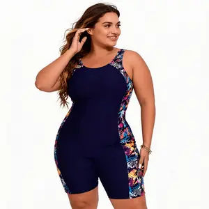 [12-28W】Plus Size One-Piece Swimsuit Women's Sun Protection Knee-Length Swim Shorts Tummy Control Outdoor Swimsuit Tankinis Set Outdoorfun SpringStatements