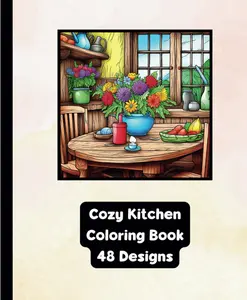 Cozy Kitchen Escapes: An Adult Coloring Adventure - 48 Unique Designs - 7.5"x9.25: A Captivating Journey into Intricate Beauty - By Feisty Mom Designs