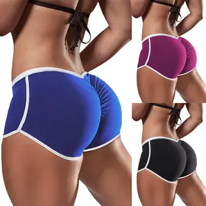 3PCS New Comfortable High-Quality European and American Export Women's Plus Size Solid Color Low Waist Sports Running Tight Hip-Lifting Shorts
