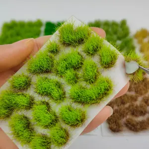 18 Pcs Irregular Static Grass Clumps, Plant Model Material, Lawn Model Set, Resin Landscape Moss Grass, Train Railway Artificial Grass Decor, Faux Greenery Plants