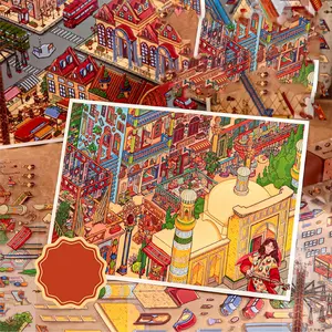 4pcs Pack City Travel Series 3D Scene Stickers, Creative Hand Account Decoration DIY Scrapbook Phone Case Diary Calendar Greeting Card